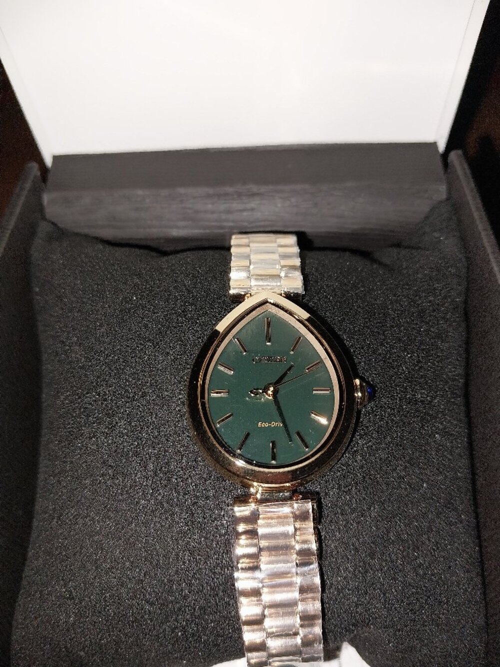 CITIZEN Rainell Drop Eco-Drive Watch Womens Rose Gold Green - BRAND NEW